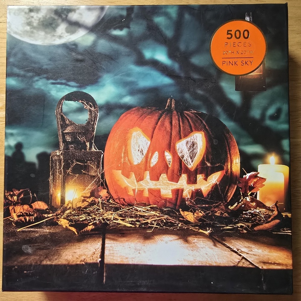 Pink Sky Halloween Jack O Lantern 500 Piece Jigsaw Puzzle Sealed Bag
